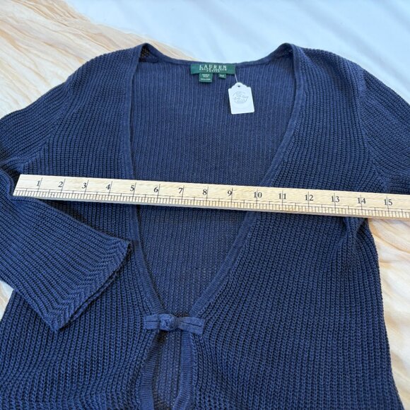 Ralph Lauren Blue Linen Mesh Open Front Cardigan Sweater Size S - Picture 8 of 11